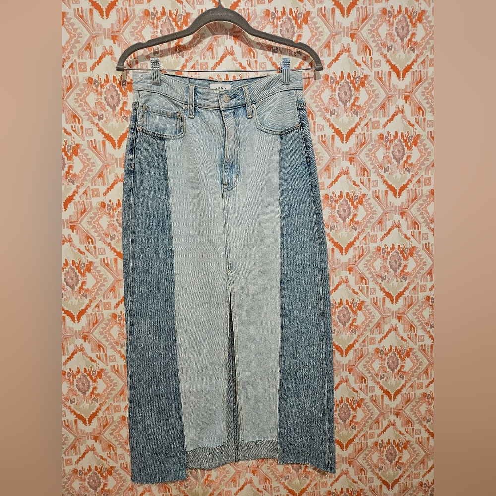 Pistola Alice Two-Tone Denim Midi Skirt